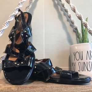 Sofft Lia Patent Leather Wedge Slingback Sandal